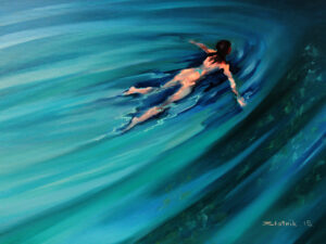 She swims in the sea